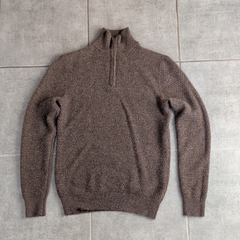 Men's Taupe Zip-Up Sweater 100% Cashmere